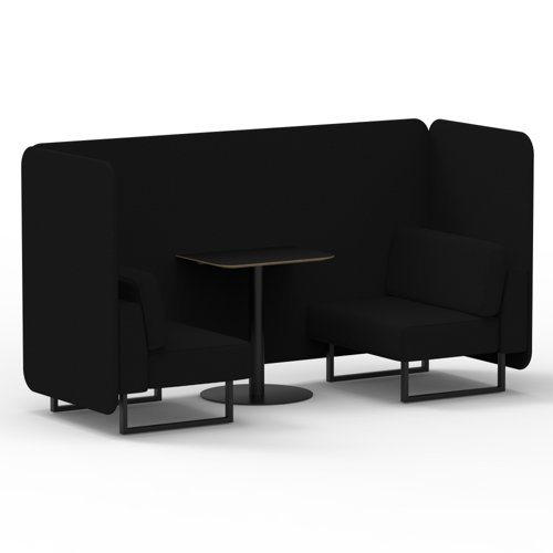 Brixworth 2 Seater Bench Booth With Black Legs And Black Table With Black Leg In X2 Fabric Diameter Panels And Sofa Brixworth 2 Seater Bench Booth With Black Legs And Black Table With Black Leg In X2 Fabric Diameter Panels And Sofa