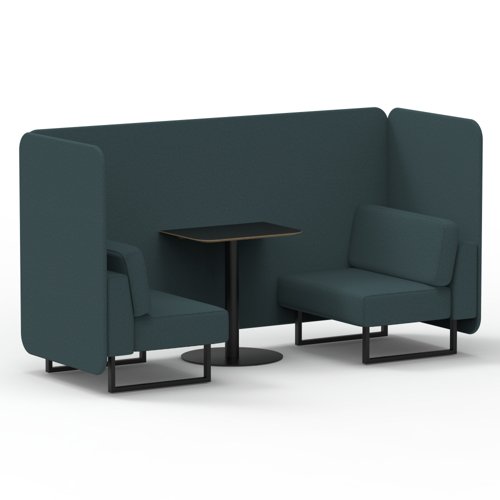 Brixworth 2 Seater Bench Booth With Black Legs And Black Table With Black Leg In X2 Fabric Polygon Panels And Sofa