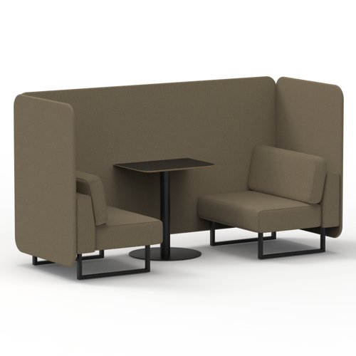 Brixworth 2 Seater Bench Booth With Black Legs And Black Table With Black Leg In Main Line Flax Fabric - Bank Panels And Sofa
