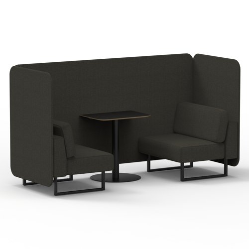 Brixworth 2 Seater Bench Booth With Black Legs And Black Table With Black Leg In Main Line Flax Fabric - Temple Panels And Sofa