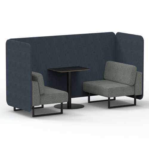 Brixworth 2 Seater Bench Booth With Black Legs And Black Table With Black Leg In Rivet Fabric Crucible Panels And Prime Sofa