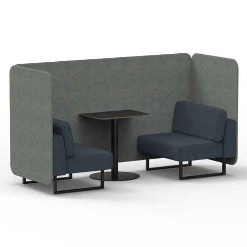 Brixworth 2 Seater Bench Booth With Black Legs And Black Table With Black Leg In Rivet Fabric Prime Panels And Crucible Sofa
