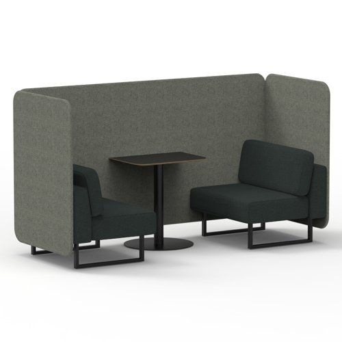 Brixworth 2 Seater Bench Booth With Black Legs And Black Table With Black Leg In Rivet Fabric Vitreous Panels And Charcoal Sofa Brixworth 2 Seater Bench Booth With Black Legs And Black Table With Black Leg In Rivet Fabric Vitreous Panels And Charcoal Sofa