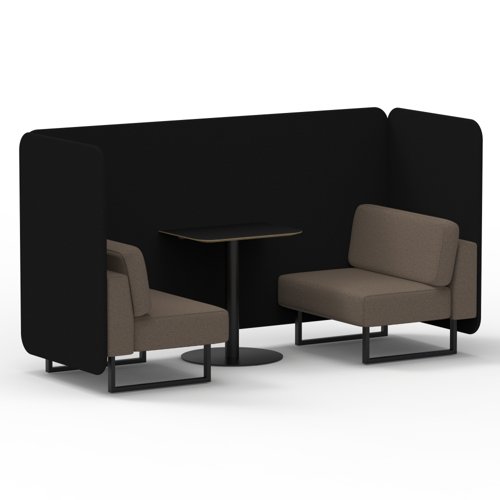Brixworth 2 Seater Bench Booth With Black Legs And Black Table With Black Leg In X2 Fabric Diameter Panels And Theory Sofa
