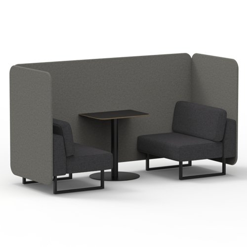 Brixworth 2 Seater Bench Booth With Black Legs And Black Table With Black Leg In X2 Fabric Number Panels And Arithmetic Sofa