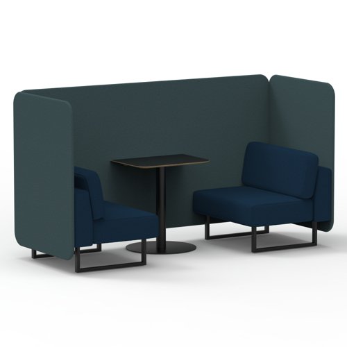 Brixworth 2 Seater Bench Booth With Black Legs And Black Table With Black Leg In X2 Fabric Polygon Panels And Calculus Sofa