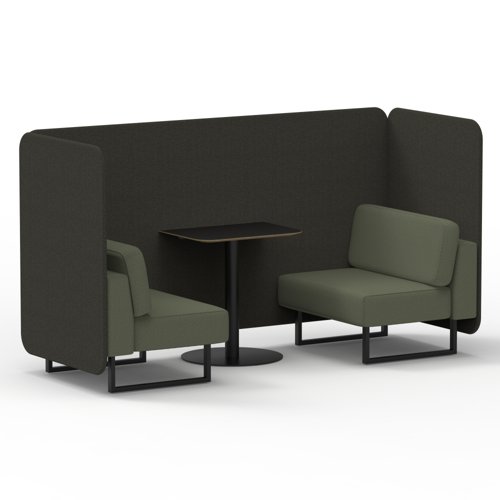 Brixworth 2 Seater Bench Booth With Black Legs And Black Table With Black Leg In Main Line Flax Fabric - Temple Panels And Monument Sofa