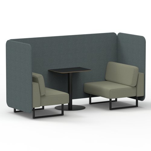 Brixworth 2 Seater Bench Booth With Black Legs And Black Table With Black Leg In Main Line Flax Fabric - Westminster Panels And Newbury Sofa