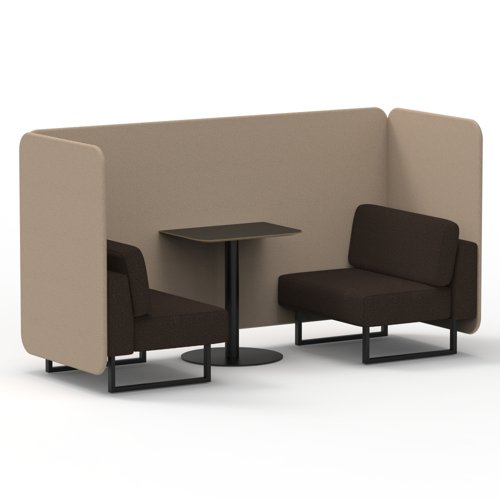 Brixworth 2 Seater Bench Booth With Black Legs And Black Table With Black Leg In Synergy Fabric Affix Panels And Wed Sofa