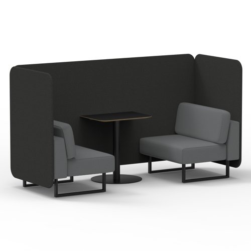 Brixworth 2 Seater Bench Booth With Black Legs And Black Table With Black Leg In Synergy Fabric Mix Panels And Partner Sofa