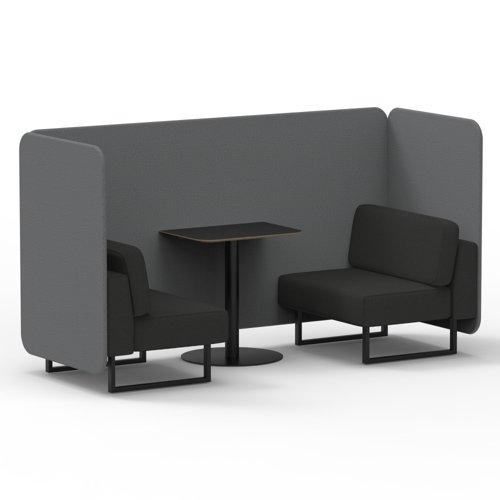 Brixworth 2 Seater Bench Booth With Black Legs And Black Table With Black Leg In Synergy Fabric Partner Panels And Mix Sofa