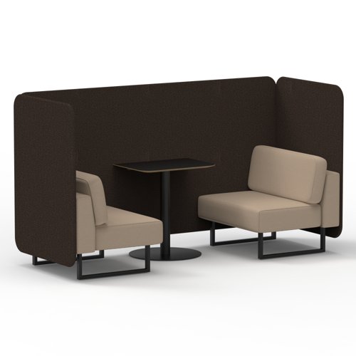 Brixworth 2 Seater Bench Booth With Black Legs And Black Table With Black Leg In Synergy Fabric Wed Panels And Affix Sofa