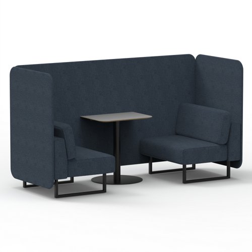 Brixworth 2 Seater Bench Booth With Black Legs And Grey Table With Black Leg In Rivet Fabric Crucible Panels And Sofa