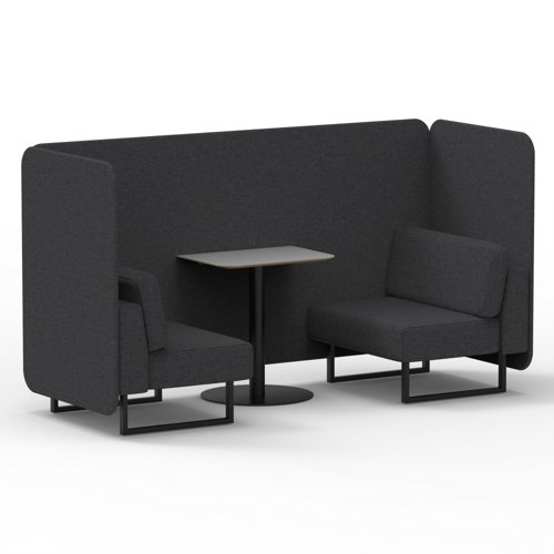 Brixworth 2 Seater Bench Booth With Black Legs And Grey Table With Black Leg In X2 Fabric Arithmetic Panels And Sofa