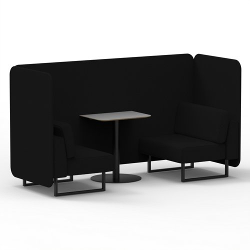 Brixworth 2 Seater Bench Booth With Black Legs And Grey Table With Black Leg In X2 Fabric - Diameter Panels And Sofa
