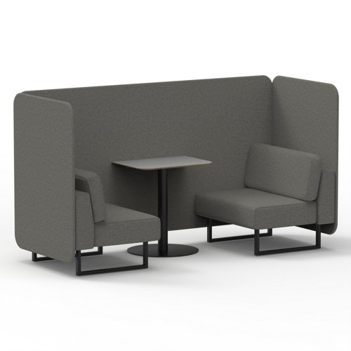 Brixworth 2 Seater Bench Booth With Black Legs And Grey Table With Black Leg In X2 Fabric Number Panels And Sofa