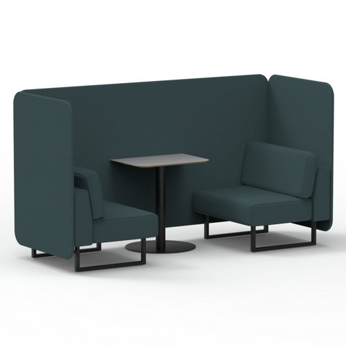 Brixworth 2 Seater Bench Booth With Black Legs And Grey Table With Black Leg In X2 Fabric Polygon Panels And Sofa