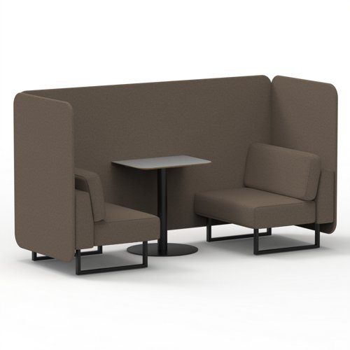 Brixworth 2 Seater Bench Booth With Black Legs And Grey Table With Black Leg In X2 Fabric Theory Panels And Sofa