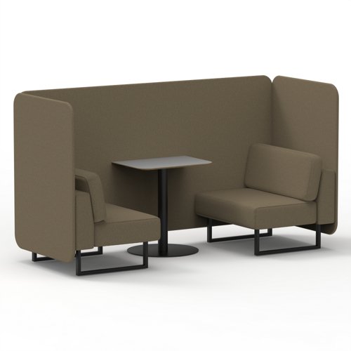 Brixworth 2 Seater Bench Booth With Black Legs And Grey Table With Black Leg In Main Line Flax Fabric Bank Panels And Sofa