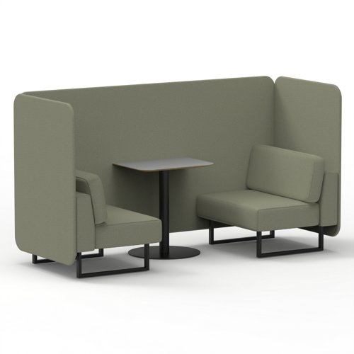 Brixworth 2 Seater Bench Booth With Black Legs And Grey Table With Black Leg In Main Line Flax Fabric Newbury Panels And Sofa