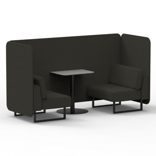 Brixworth 2 Seater Bench Booth With Black Legs And Grey Table With Black Leg In Main Line Flax Fabric Temple Panels And Sofa