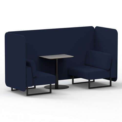 Brixworth 2 Seater Bench Booth With Black Legs And Grey Table With Black Leg In Synergy Fabric Alike Panels And Sofa