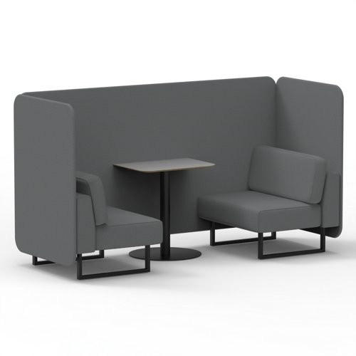Brixworth 2 Seater Bench Booth With Black Legs And Grey Table With Black Leg In Synergy Fabric Partner Panels And Sofa Brixworth 2 Seater Bench Booth With Black Legs And Grey Table With Black Leg In Synergy Fabric Partner Panels And Sofa