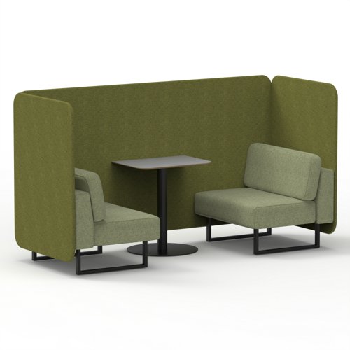 Brixworth 2 Seater Bench Booth With Black Legs And Grey Table With Black Leg In Rivet Fabric Olive Panels And Burnish Sofa Brixworth 2 Seater Bench Booth With Black Legs And Grey Table With Black Leg In Rivet Fabric Olive Panels And Burnish Sofa