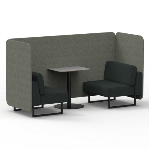 Brixworth 2 Seater Bench Booth With Black Legs And Grey Table With Black Leg In Rivet Fabric Prime Panels And Crucible Sofa