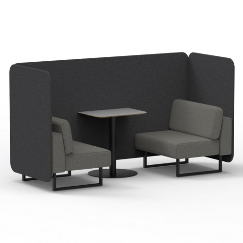 Brixworth 2 Seater Bench Booth With Black Legs And Grey Table With Black Leg In X2 Fabric Arithmetic Panels And Number Sofa