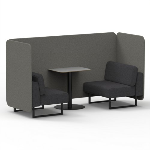 Brixworth 2 Seater Bench Booth With Black Legs And Grey Table With Black Leg In X2 Fabric Number Panels And Arithmetic Sofa