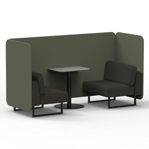 Brixworth 2 Seater Bench Booth With Black Legs And Grey Table With Black Leg In Main Line Flax Fabric Monument Panels And Temple Sofa