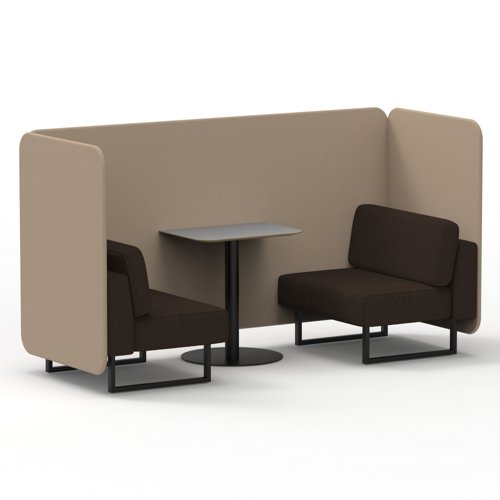 Brixworth 2 Seater Bench Booth With Black Legs And Grey Table With Black Leg In Synergy Fabric Affix Panels And Wed Sofa