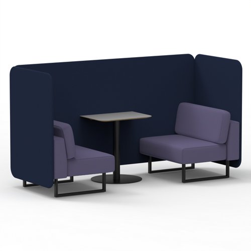 Brixworth 2 Seater Bench Booth With Black Legs And Grey Table With Black Leg In Synergy Fabric - Alike Panels And Order Sofa