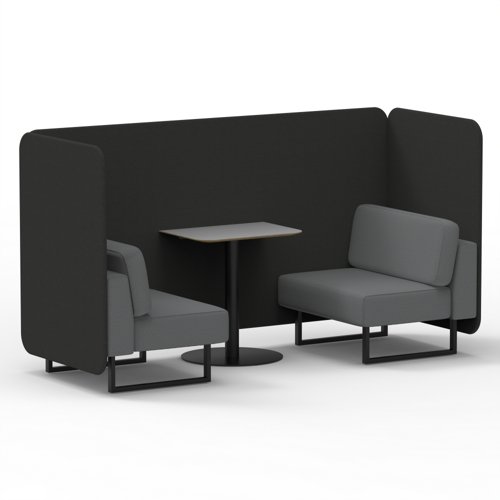 Brixworth 2 Seater Bench Booth With Black Legs And Grey Table With Black Leg In Synergy Fabric Mix Panels And Partner Sofa