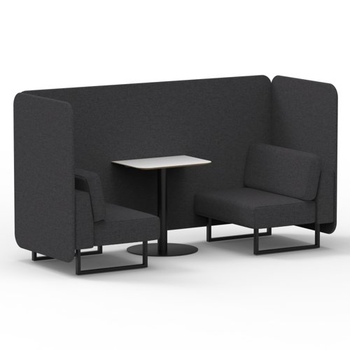 Brixworth 2 Seater Bench Booth With Black Legs And White Table With Black Leg In X2 Fabric Arithmetic Panels And Sofa