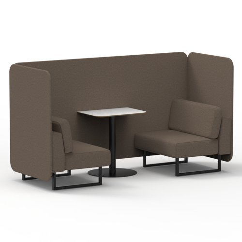 Brixworth 2 Seater Bench Booth With Black Legs And White Table With Black Leg In X2 Fabric - Theory Panels And Sofa