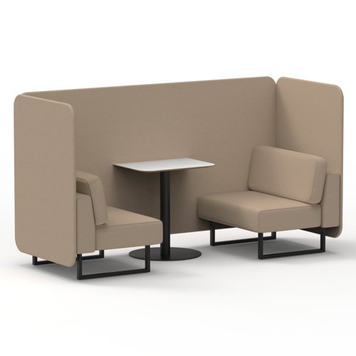 Brixworth 2 Seater Bench Booth With Black Legs And White Table With Black Leg In Synergy Fabric Affix Panels And Sofa