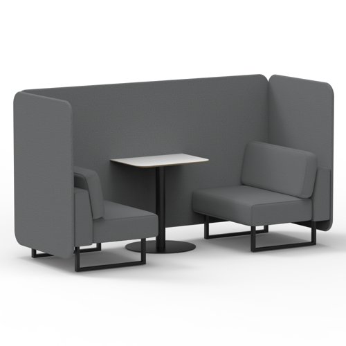 Brixworth 2 Seater Bench Booth With Black Legs And White Table With Black Leg In Synergy Fabric Partner Panels And Sofa