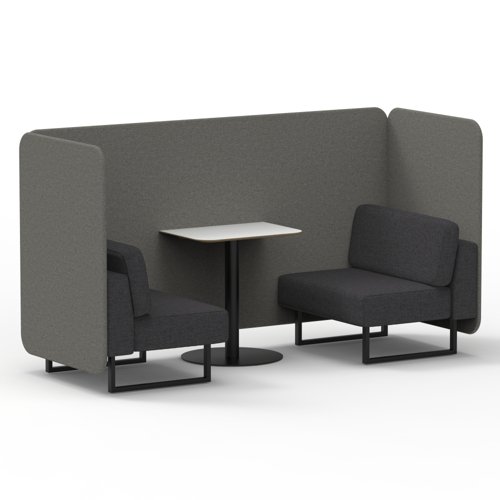 Brixworth 2 Seater Bench Booth With Black Legs And White Table With Black Leg In X2 Fabric Number Panels And Arithmetic Sofa