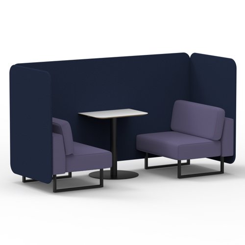 Brixworth 2 Seater Bench Booth With Black Legs And White Table With Black Leg In Synergy Fabric Alike Panels And Order Sofa