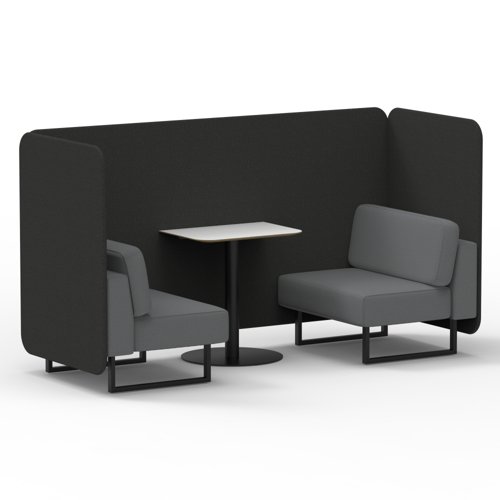 Brixworth 2 Seater Bench Booth With Black Legs And White Table With Black Leg In Synergy Fabric Mix Panels And Partner Sofa