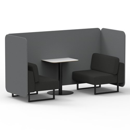 Brixworth 2 Seater Bench Booth With Black Legs And White Table With Black Leg In Synergy Fabric Partner Panels And Mix Sofa