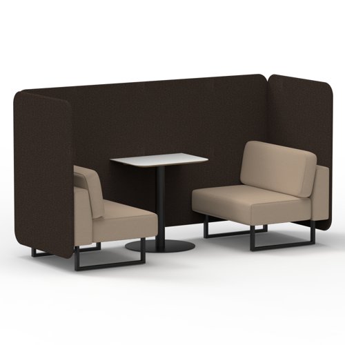 Brixworth 2 Seater Bench Booth With Black Legs And White Table With Black Leg In Synergy Fabric Wed Panels And Affix Sofa