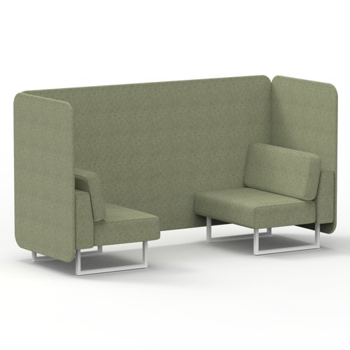 Brixworth 2 Seater Bench Booth With White Legs In Rivet Fabric - Burnish Panels And Sofa