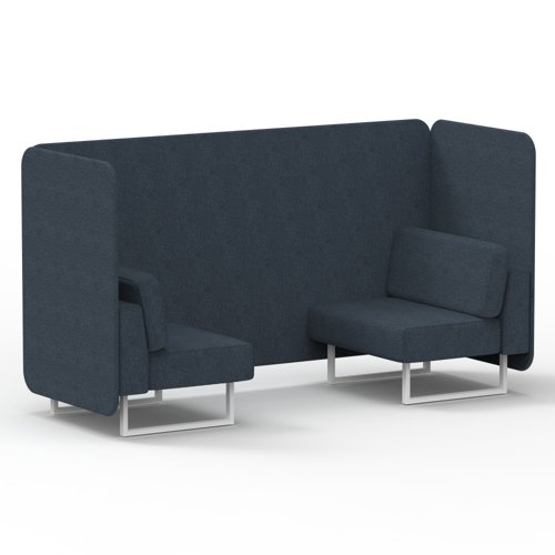 Brixworth 2 Seater Bench Booth With White Legs In Rivet Fabric - Crucible Panels And Sofa