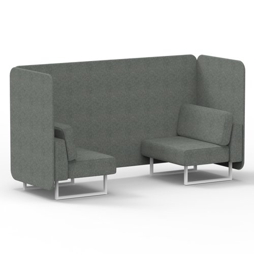 Brixworth 2 Seater Bench Booth With White Legs In Rivet Fabric - Prime Panels And Sofa