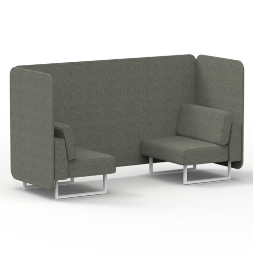 Brixworth 2 Seater Bench Booth With White Legs In Rivet Fabric Vitreous Panels And Sofa