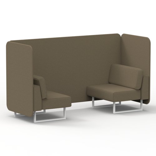 Brixworth 2 Seater Bench Booth With White Legs In Main Line Flax Fabric Bank Panels And Sofa