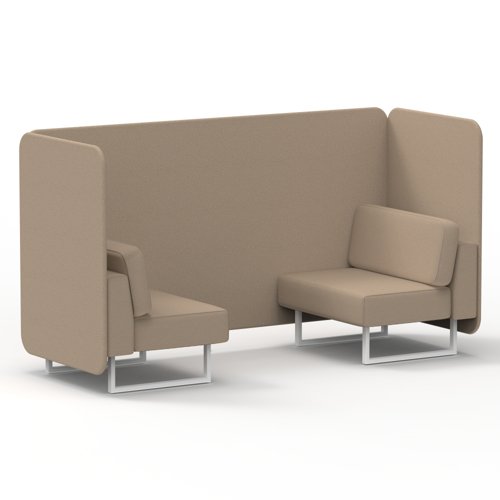 Brixworth 2 Seater Bench Booth With White Legs In Synergy Fabric Affix Panels And Sofa